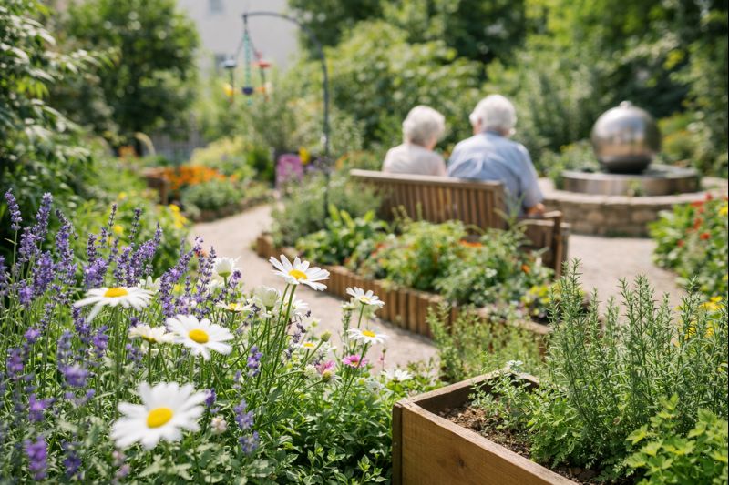 Im liebevoll gestalteten Sinnesgarten können unsere Bewohner*innen Düfte, Farben und Klänge der Natur genießen. Er lädt zum Verweilen, Entspannen und Entdecken ein – ein Ort der Ruhe und Lebensfreude mitten im Alltag.